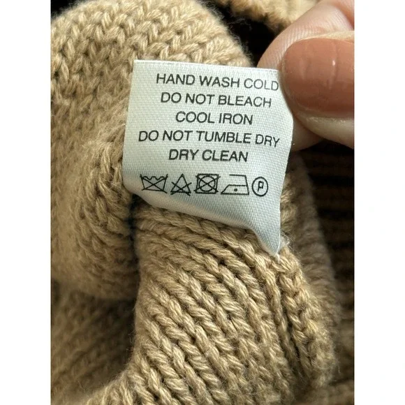 Wol Hide Sweater S/M Tan Organic Cotton Minimalist Quiet Luxury Diamond Knit - Picture 6 of 7